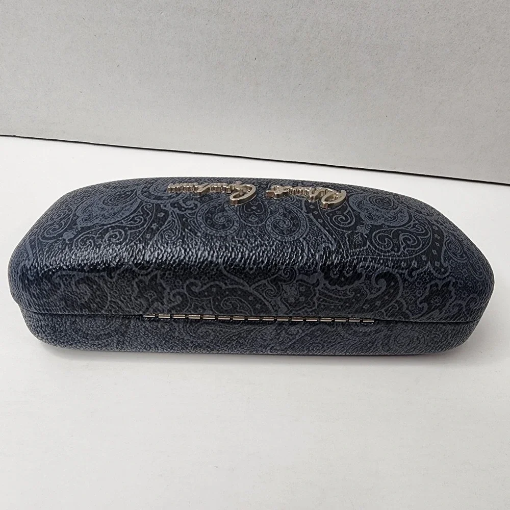 Robert Graham Hard Shell Eye Glasses Case floral Grey Pattern Red Inside W Quote